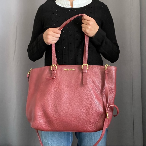 MIU MIU BAG VIT.DAINO RR1905 Leather Shoulder Bag,Tote Bag W Authentication Card - Picture 2 of 16